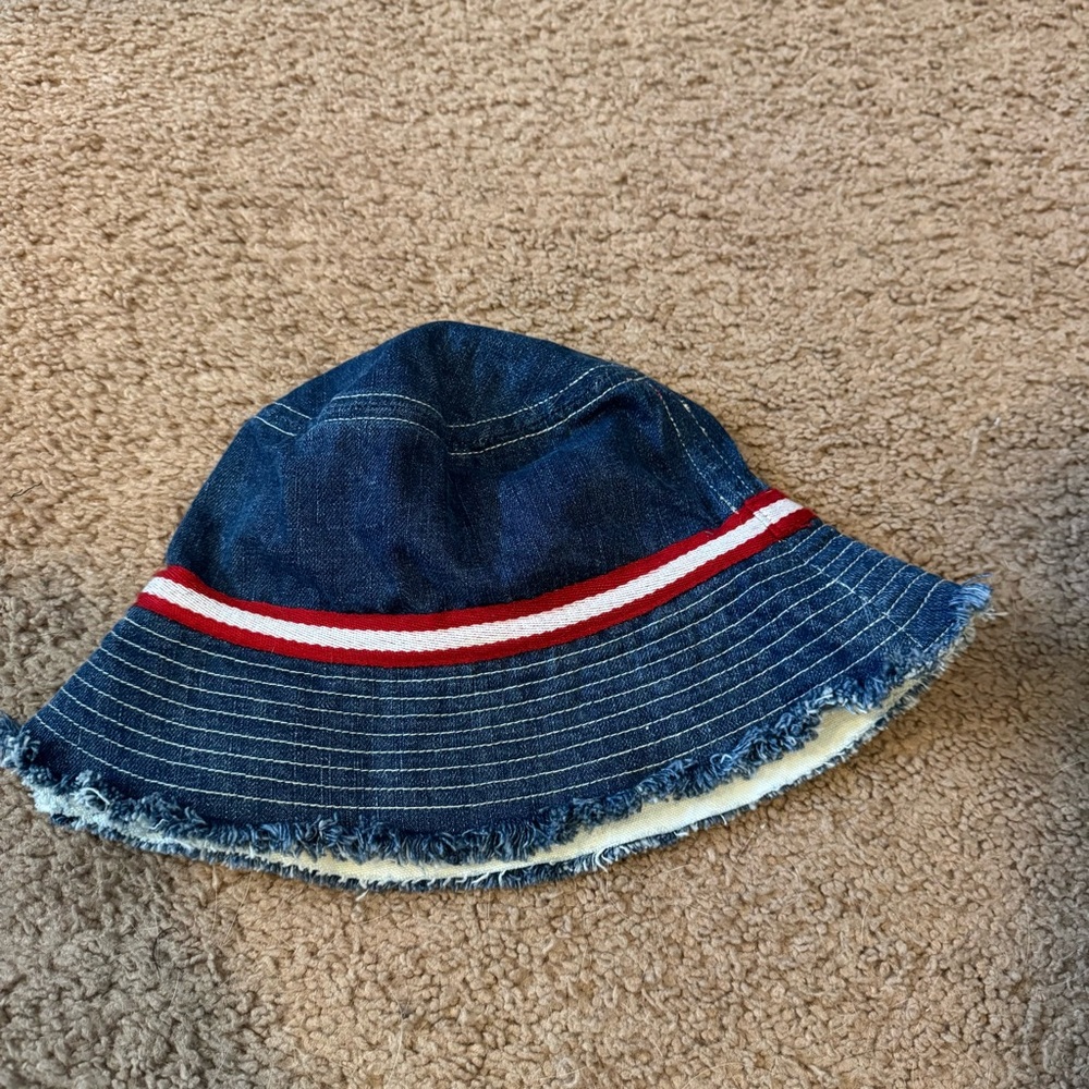 Mini Boden Denim & Red Bucket Hat